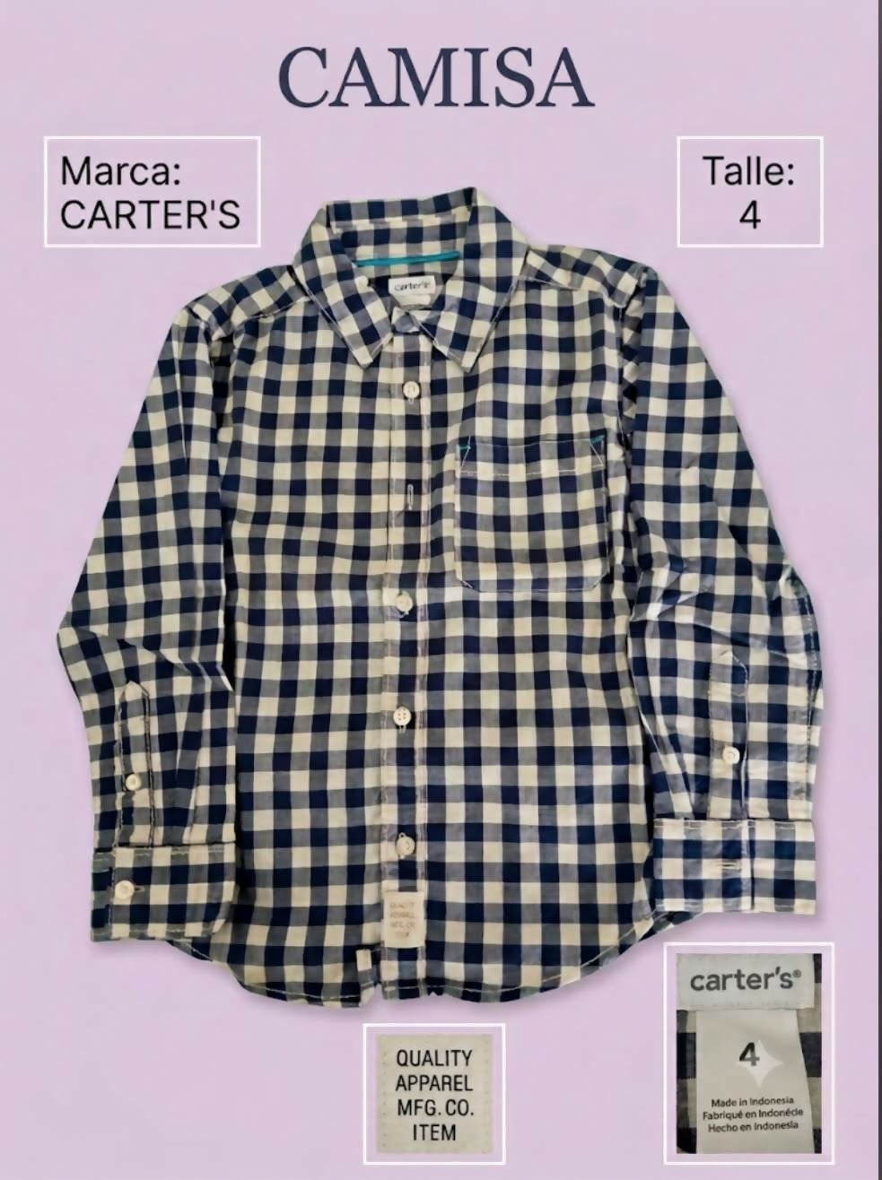 CAMISA CUADRILLE CARTER´S T.4