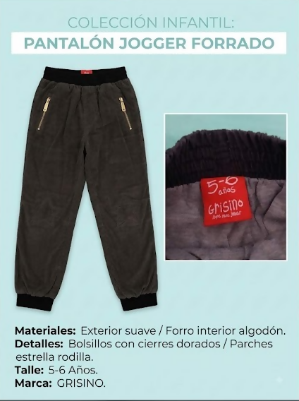 PANTALON JOGGER GRISINO NEGRO T 5-6