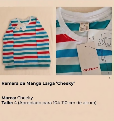 REMERA MANGAS LARGAS CHEEKY NUEVA T 4