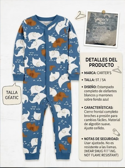 PIJAMA ENTERIZO CON BROCHE CARTER´S